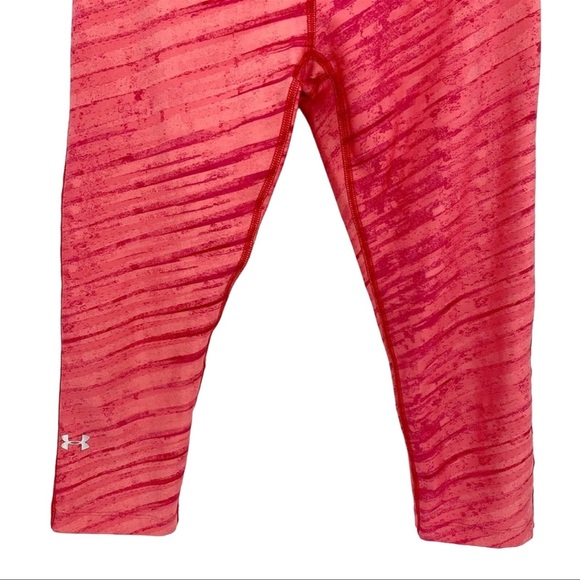 Under Armour Womens UA Heat Gear Compression Leggings Cropped Pink Size L 46 - Picture 3 of 5